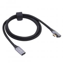  1.5m USB-C Hane Elbow - USB-C Hona Adapter Kabel Svart - Teknikhallen.se