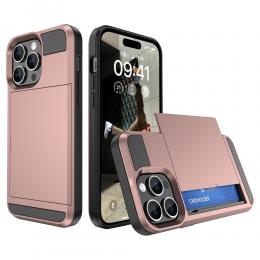  iPhone 15 Skal Hybrid Armor Med Kortfack Roséguld - Teknikhallen.se