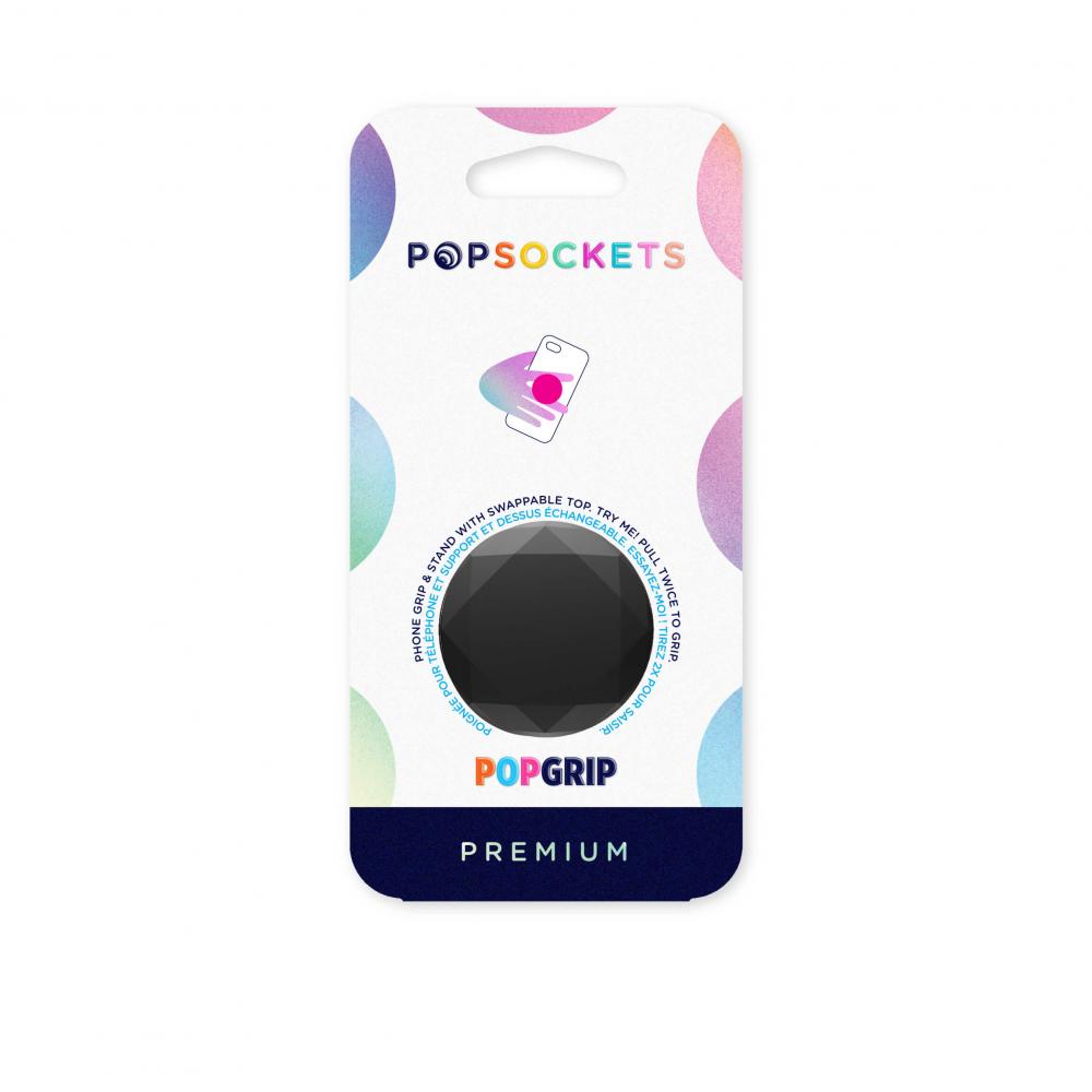 PopSockets PopSockets Avtagbart Grip med Stllfunktion Premium Metallic Diamond Black - Teknikhallen.se