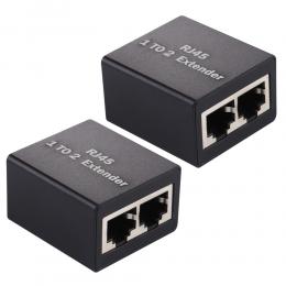  2-PACK RJ45 Splitter Ethernet LAN Adapter Svart - Teknikhallen.se
