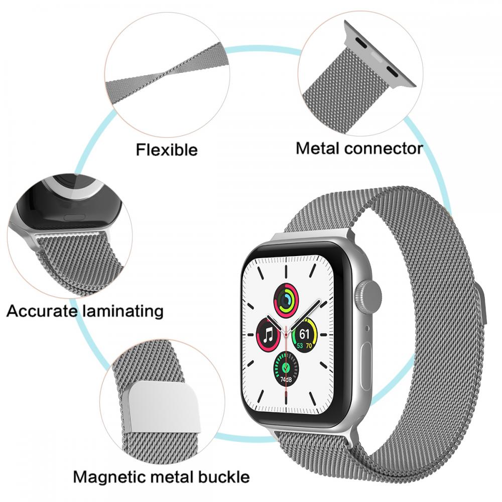 ColorPop ColorPop Milanese Loop Metall Armband Apple Watch 38/40/41 mm Silver - Teknikhallen.se