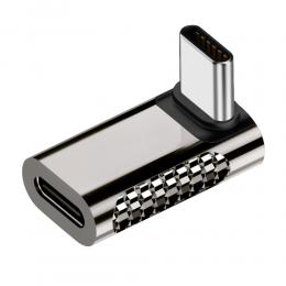  100W USB-C Hane - USB-C Hona Adapter Elbow USB 4.0 Silver - Teknikhallen.se