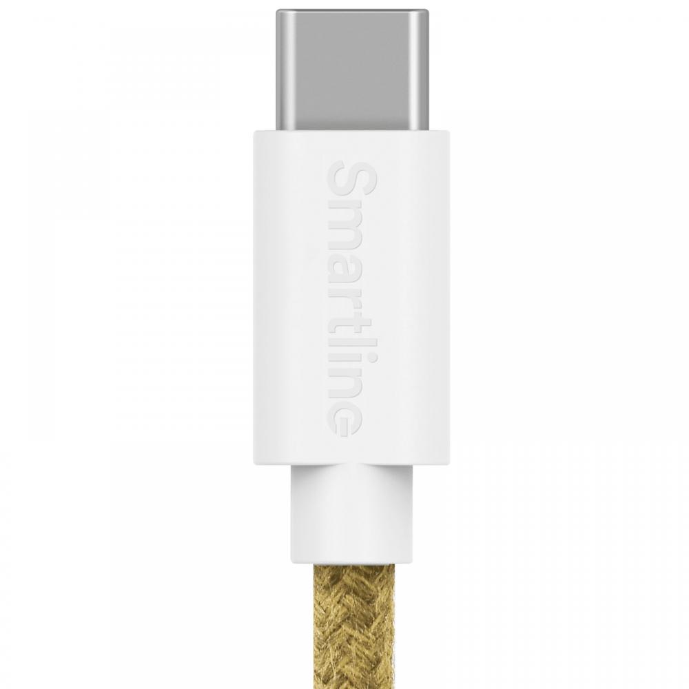 Smartline Smartline 2m USB-C - Lightning MFi Fuzzy Laddningskabel Sand - Teknikhallen.se