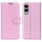  Samsung Galaxy S25 Edge Fodral Litchi Läder Ljus Rosa - Teknikhallen.se