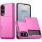  Samsung Galaxy S25 Edge Skal Hybrid Med Kortfack Rosa - Teknikhallen.se