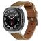  Galaxy Watch 8 46/44/40 mm Armband Äkta Läder Ljus Brun - Teknikhallen.se