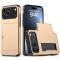  iPhone 17 Pro Skal Hybrid Med Kortfack Guld - Teknikhallen.se