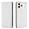 BINFEN BINFEN iPhone 17 Pro Fodral Flip Diamond Läder Vit - Teknikhallen.se
