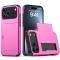  iPhone 17 Pro Max Skal Hybrid Med Kortfack Rosa - Teknikhallen.se
