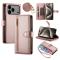  iPhone 17 Pro Max Fodral Multifunktionell Läder Roséguld - Teknikhallen.se