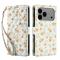  iPhone 17 Pro Fodral Rhombus Läder Blommor Vit - Teknikhallen.se
