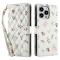  iPhone 16 Pro Max Fodral Rhombus Läder Blommor Vit - Teknikhallen.se