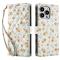  iPhone 16 Pro Max Fodral Rhombus Läder Blommor Vit - Teknikhallen.se