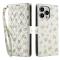  iPhone 16 Pro Max Fodral Rhombus Läder Blommor Vit - Teknikhallen.se