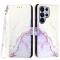  Samsung Galaxy S26 Ultra Fodral Läder Marmor Vit / Lila - Teknikhallen.se