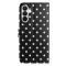  Samsung Galaxy S26 Plus Fodral Polka Dot Läder Svart/Vit - Teknikhallen.se