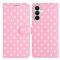 Samsung Galaxy S26 Plus Fodral Polka Dot Läder Rosa/Vit - Teknikhallen.se
