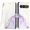  Sony Xperia 10 VII Fodral Läder Marmor Vit / Lila - Teknikhallen.se