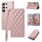  Samsung Galaxy S26 Ultra Fodral RFID Rhombus Läder Roséguld - Teknikhallen.se
