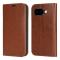  Google Pixel 10a Fodral Flip Äkta Läder Brun - Teknikhallen.se