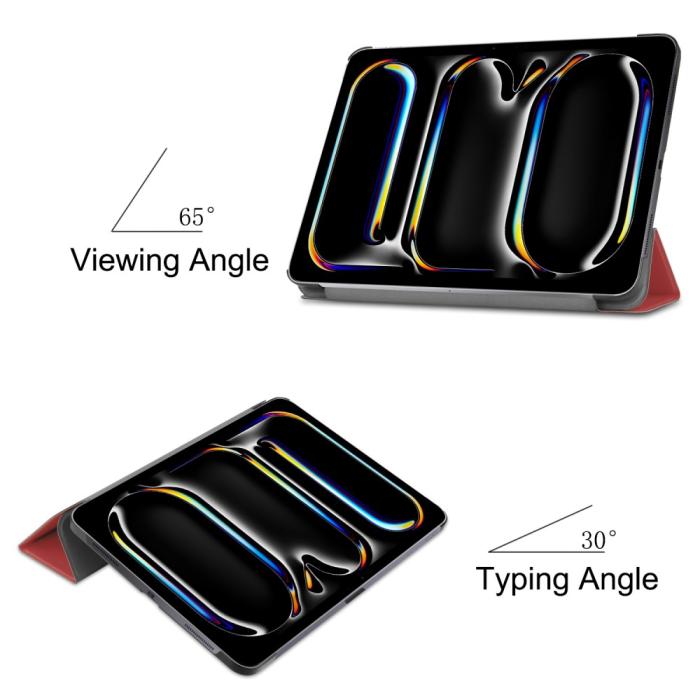 Bild 6,  iPad Pro 11 2025/2024 Fodral Tri-Fold Vinröd - Teknikhallen.se