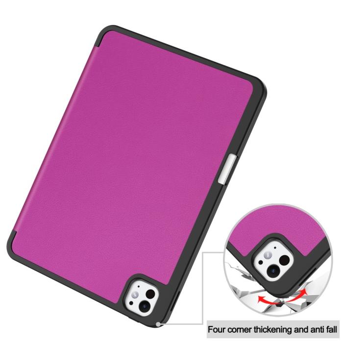 Bild 6,  iPad Pro 11 2025/2024 Fodral Tri-Fold Pennhållare Lila - Teknikhallen.se