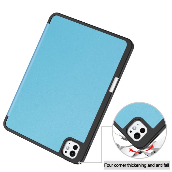Bild 6,  iPad Pro 11 2025/2024 Fodral Tri-Fold Pennhållare Blå - Teknikhallen.se