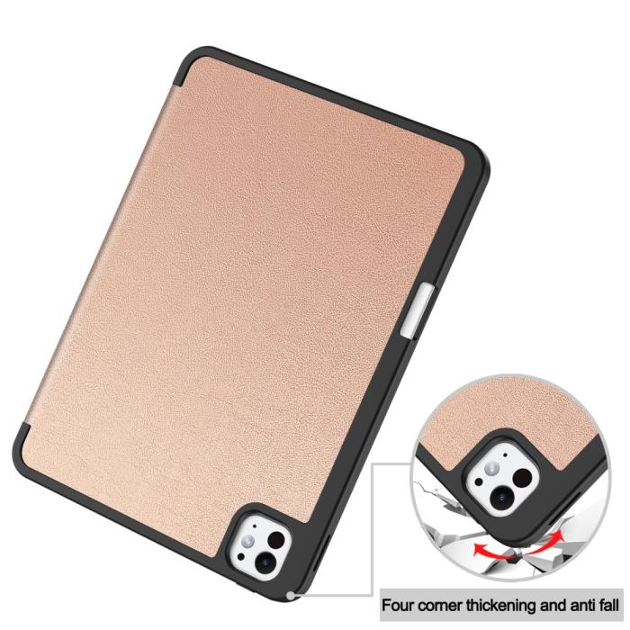 Bild 6,  iPad Pro 11 2025/2024 Fodral Tri-Fold Pennhållare Roséguld - Teknikhallen.se