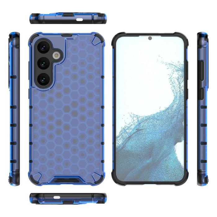 Bild 3,  Samsung Galaxy S25 Skal Hybrid Honeycomb Blå - Teknikhallen.se