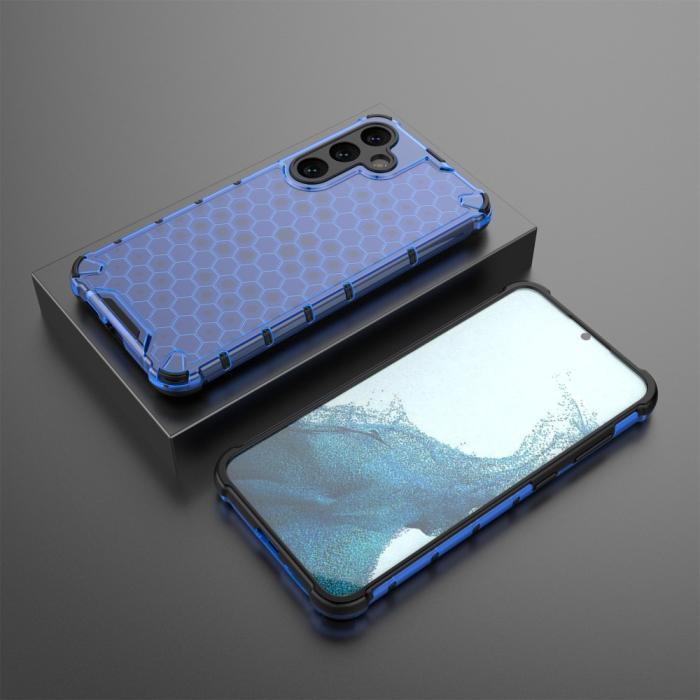 Bild 4,  Samsung Galaxy S25 Skal Hybrid Honeycomb Blå - Teknikhallen.se