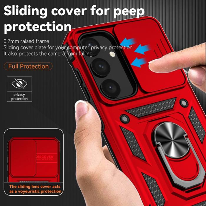 Bild 5,  Samsung Galaxy S25 Skal Hybrid Ring CamShield Röd - Teknikhallen.se