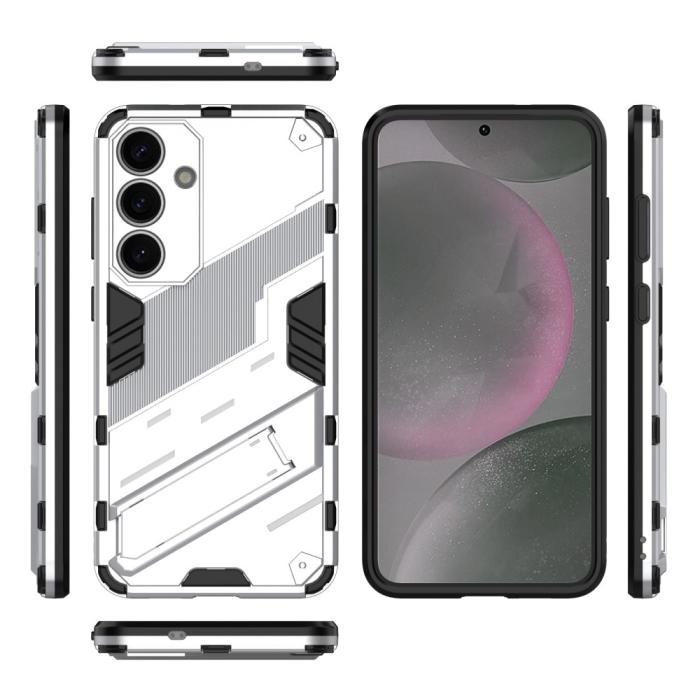 Bild 5,  Samsung Galaxy S25 Skal Kickstand Hybrid Armor Vit - Teknikhallen.se