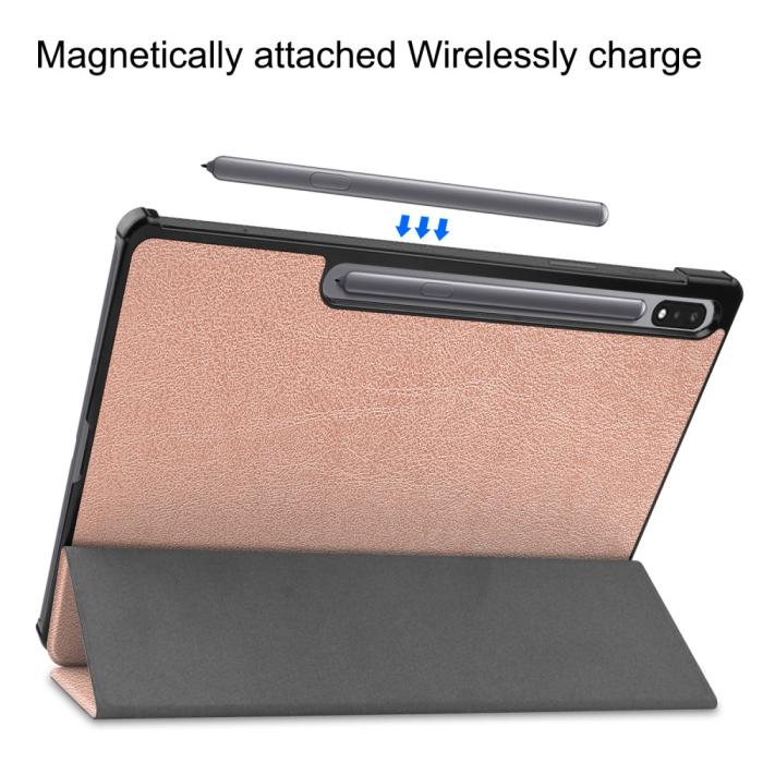 Bild 6,  Galaxy Tab S10 Plus/S9 Plus/S9 FE Plus Fodral Tri-Fold Roséguld - Teknikhallen.se
