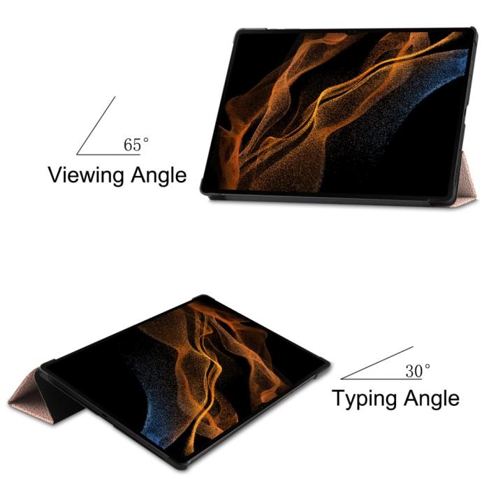 Bild 4,  Galaxy Tab S10 Ultra/S9 Ultra/S8 Ultra Fodral Tri-Fold Roséguld - Teknikhallen.se