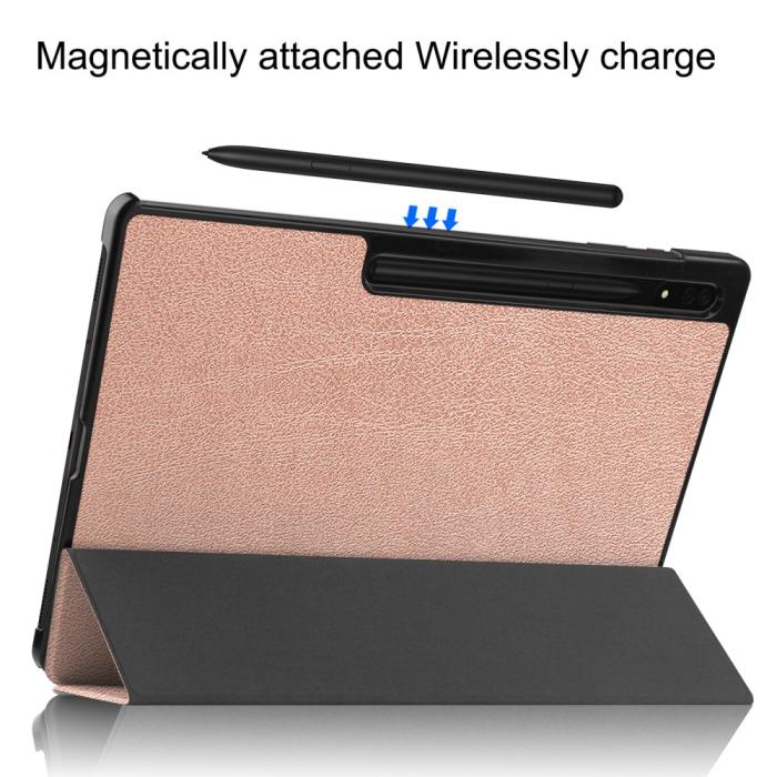 Bild 6,  Galaxy Tab S10 Ultra/S9 Ultra/S8 Ultra Fodral Tri-Fold Roséguld - Teknikhallen.se