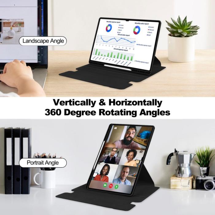 Bild 4,  Samsung Galaxy Tab S10 Ultra Fodral 360° Rotation Svart - Teknikhallen.se