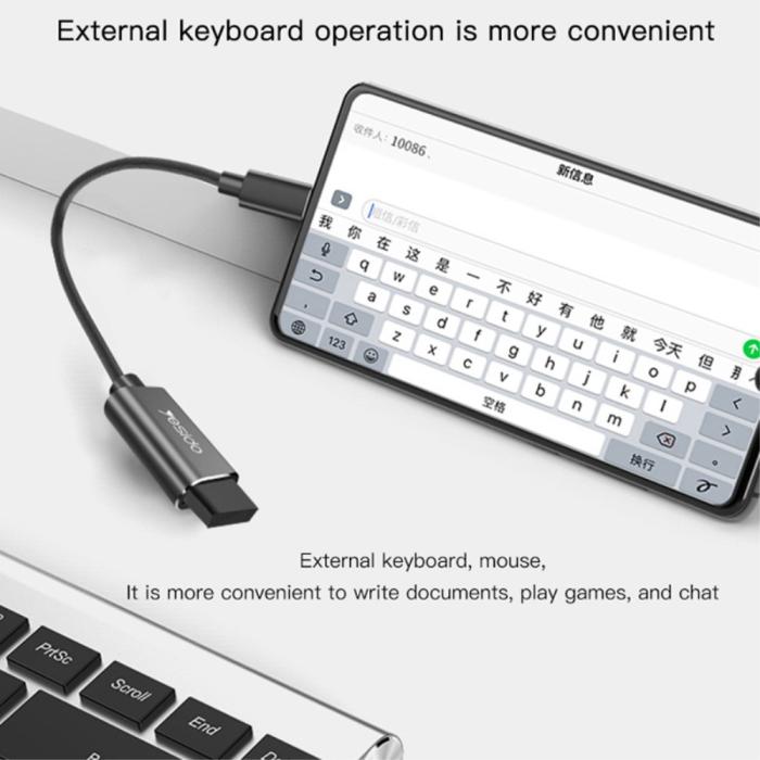 Bild 3, YESIDO YESIDO USB-C Hane - USB-A Hona Adapter Kabel Svart - Teknikhallen.se
