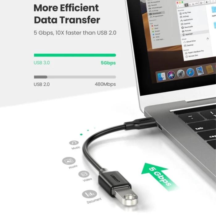 Bild 4, UGREEN UGREEN USB-C Hane - USB-A 3.0 Hona Adapter Svart - Teknikhallen.se