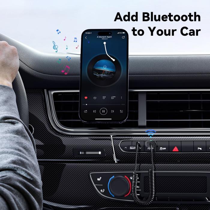 Bild 3, ESSAGER ESSAGER 1 m Bluetooth AUX Ljudadapter För Bilen Svart - Teknikhallen.se