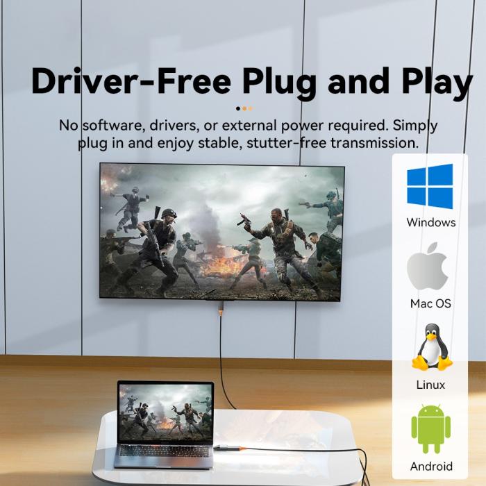 Bild 4, ESSAGER ESSAGER 4K 60Hz HDMI Hona Till USB-C Hane Adapter Grå - Teknikhallen.se