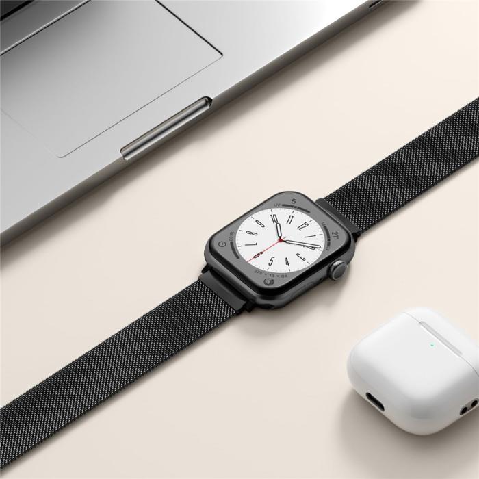 Bild 5,  Apple Watch 38/40/41/42 mm Armband Milanese Loop Svart - Teknikhallen.se