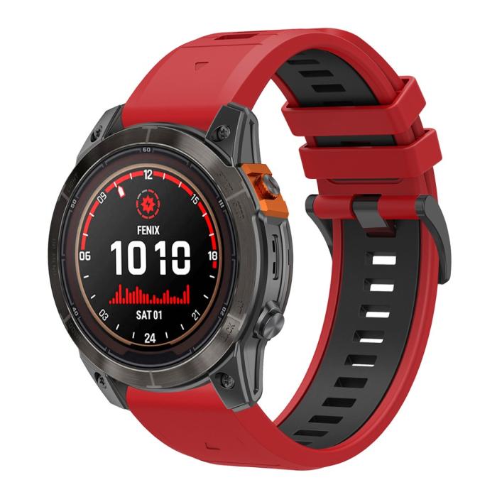 Bild 4,  Garmin Fenix 22 mm Armband Quick Release Silikon Röd - Teknikhallen.se