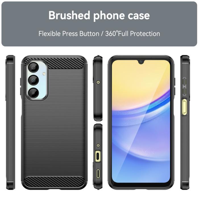 Bild 3,  Samsung Galaxy A16 Skal Borstad Stål Svart - Teknikhallen.se
