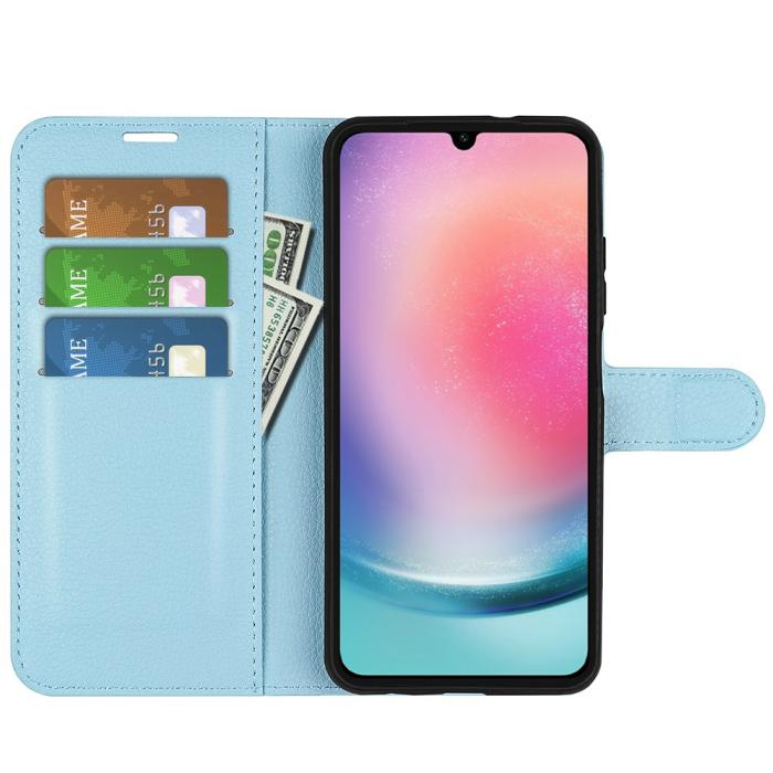 Bild 2,  Samsung Galaxy A16 Fodral Litchi Läder Blå - Teknikhallen.se