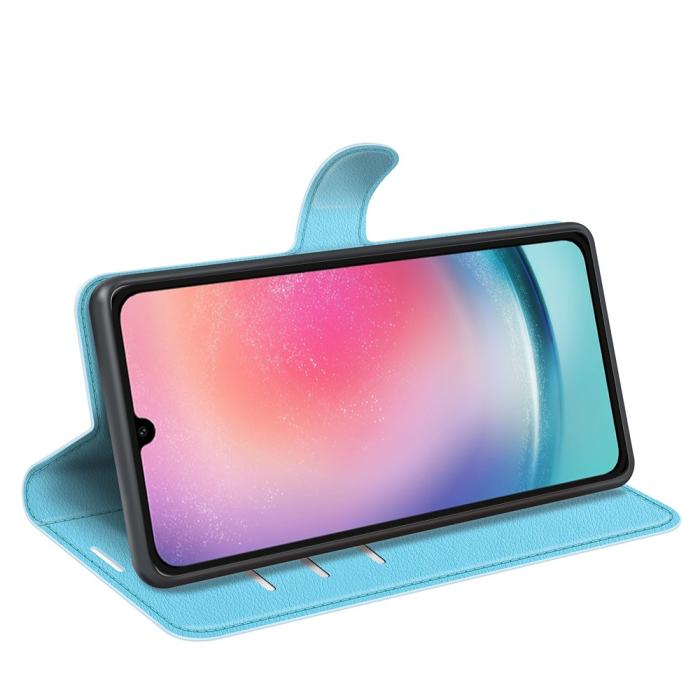 Bild 3,  Samsung Galaxy A16 Fodral Litchi Läder Blå - Teknikhallen.se