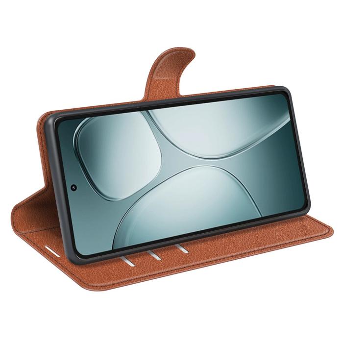 Bild 3,  Xiaomi 14T Fodral Litchi Läder Brun - Teknikhallen.se