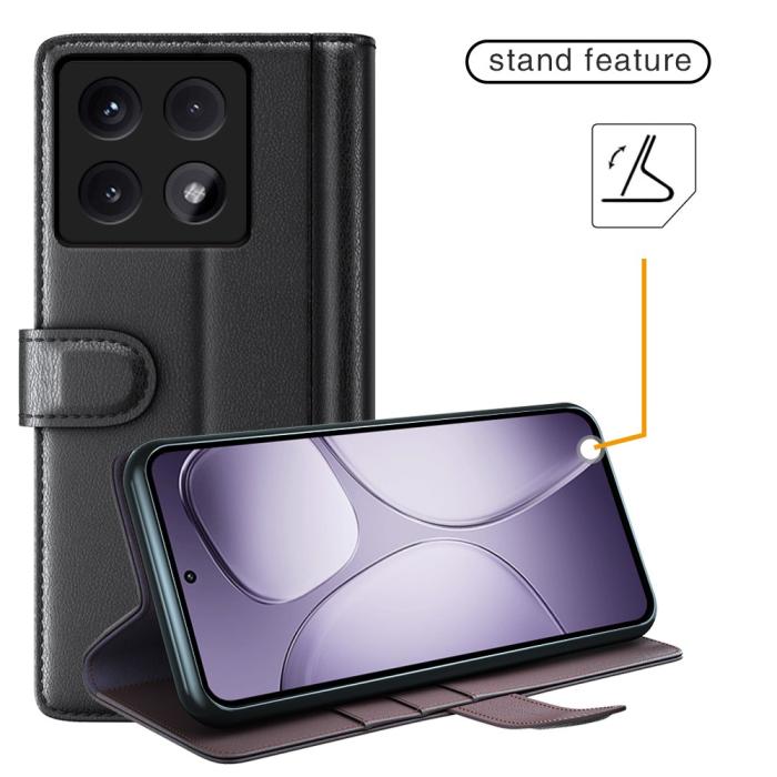 Bild 6,  Xiaomi 14T Pro Fodral Premium Äkta Läder Svart - Teknikhallen.se