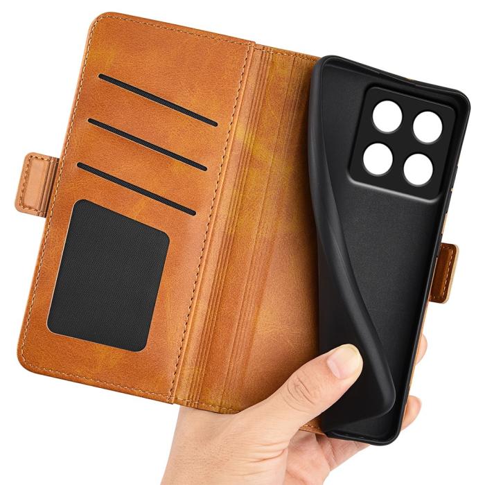 Bild 4,  Xiaomi 14T Pro Plånboksfodral Läder Gul - Teknikhallen.se