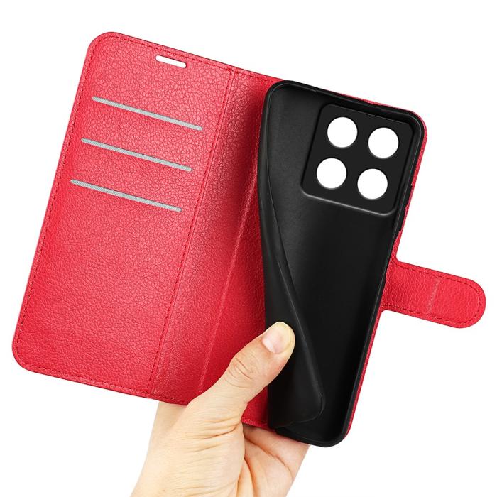 Bild 4,  Xiaomi 14T Pro Fodral Litchi Läder Röd - Teknikhallen.se