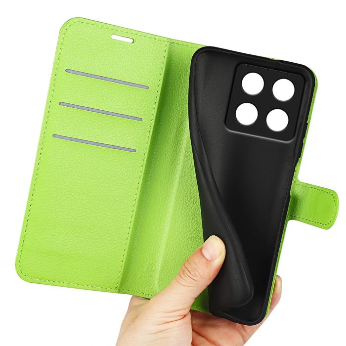 Bild 4,  Xiaomi 14T Pro Fodral Litchi Läder Grön - Teknikhallen.se